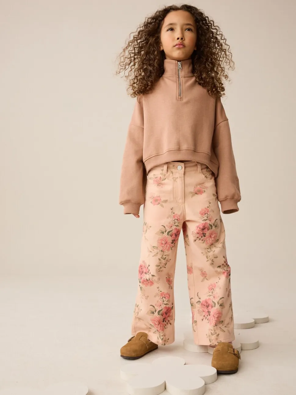 Roze - Floral Print Wide Leg Jeans (3-16yrs)