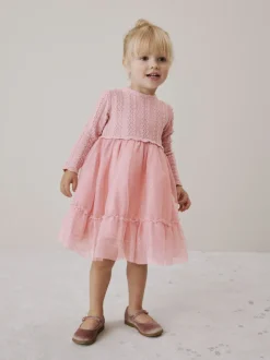 Roze - Gebreide gelegenheidsjurk (3mnd-10jr)