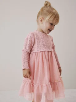 Roze - Gebreide gelegenheidsjurk (3mnd-10jr)