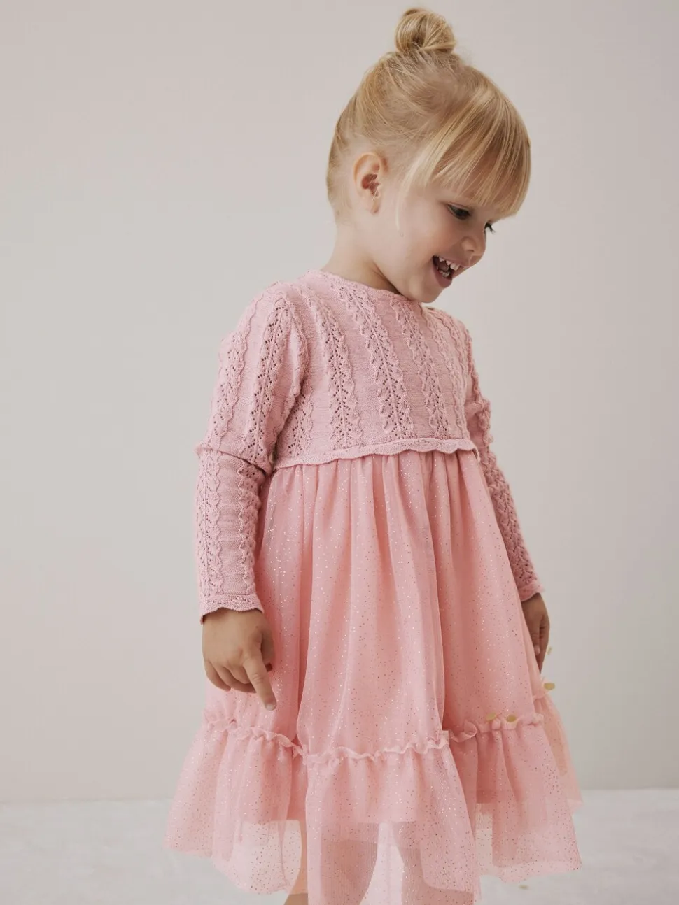 Roze - Gebreide gelegenheidsjurk (3mnd-10jr)