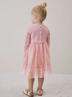 Roze - Gebreide gelegenheidsjurk (3mnd-10jr)