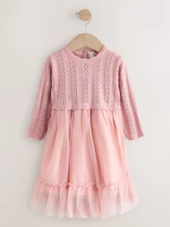 Roze - Gebreide gelegenheidsjurk (3mnd-10jr)