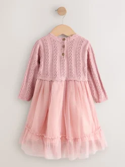 Roze - Gebreide gelegenheidsjurk (3mnd-10jr)
