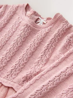 Roze - Gebreide gelegenheidsjurk (3mnd-10jr)