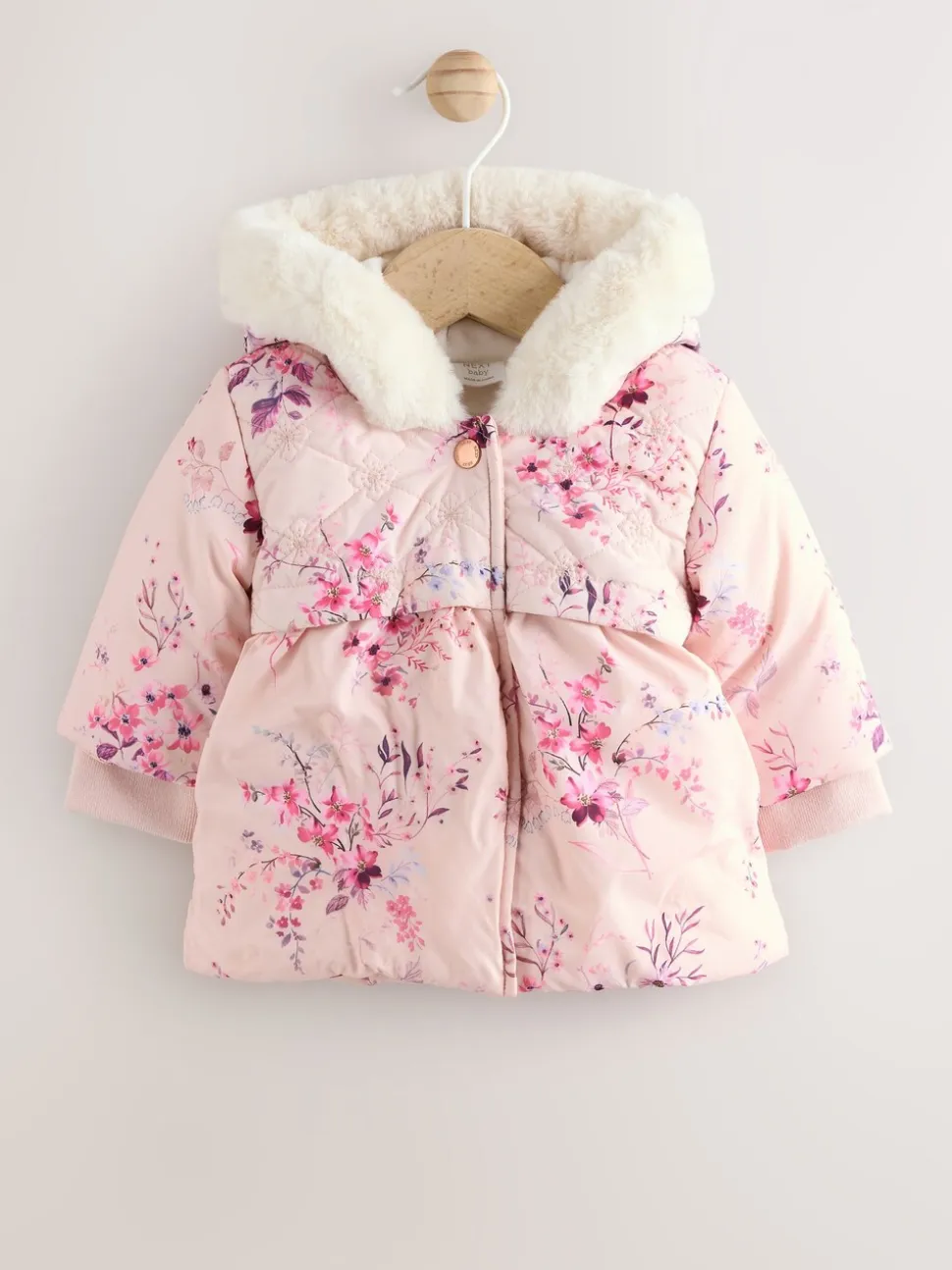 Roze - Gewatteerde babyjas met bloemen (0mnd-2jr)
