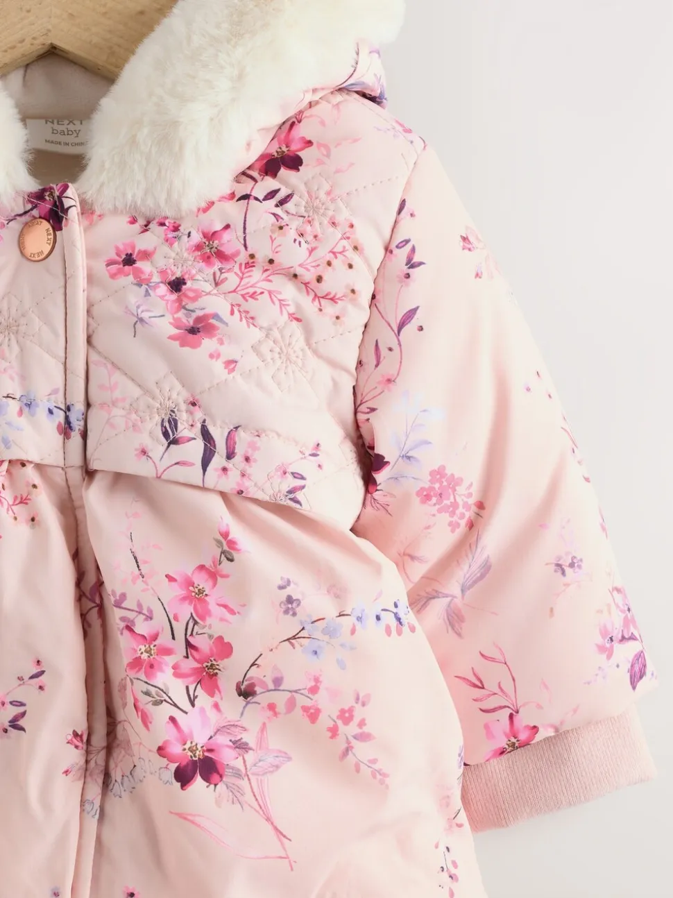 Roze - Gewatteerde babyjas met bloemen (0mnd-2jr)
