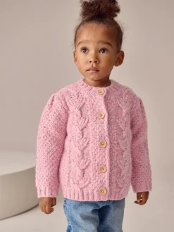 Roze - Grofgebreid gebobbeld vest (3 mnd-10 jr)