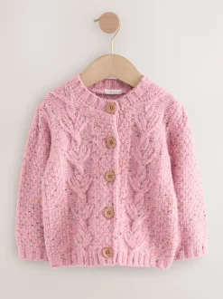 Roze - Grofgebreid gebobbeld vest (3 mnd-10 jr)