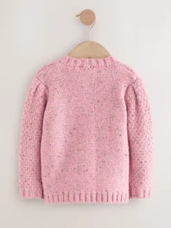Roze - Grofgebreid gebobbeld vest (3 mnd-10 jr)