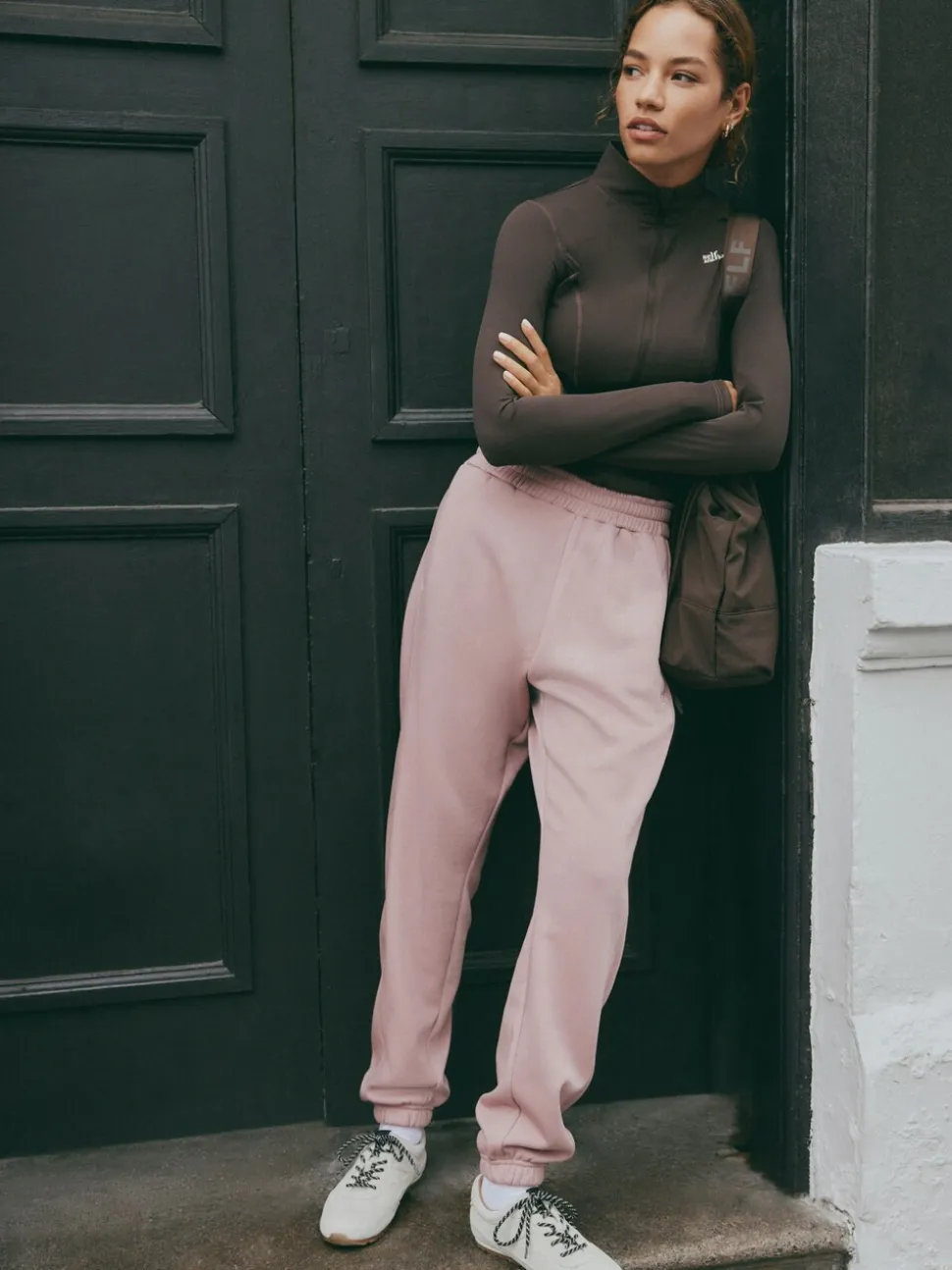 Roze - Joggingbroek met banden