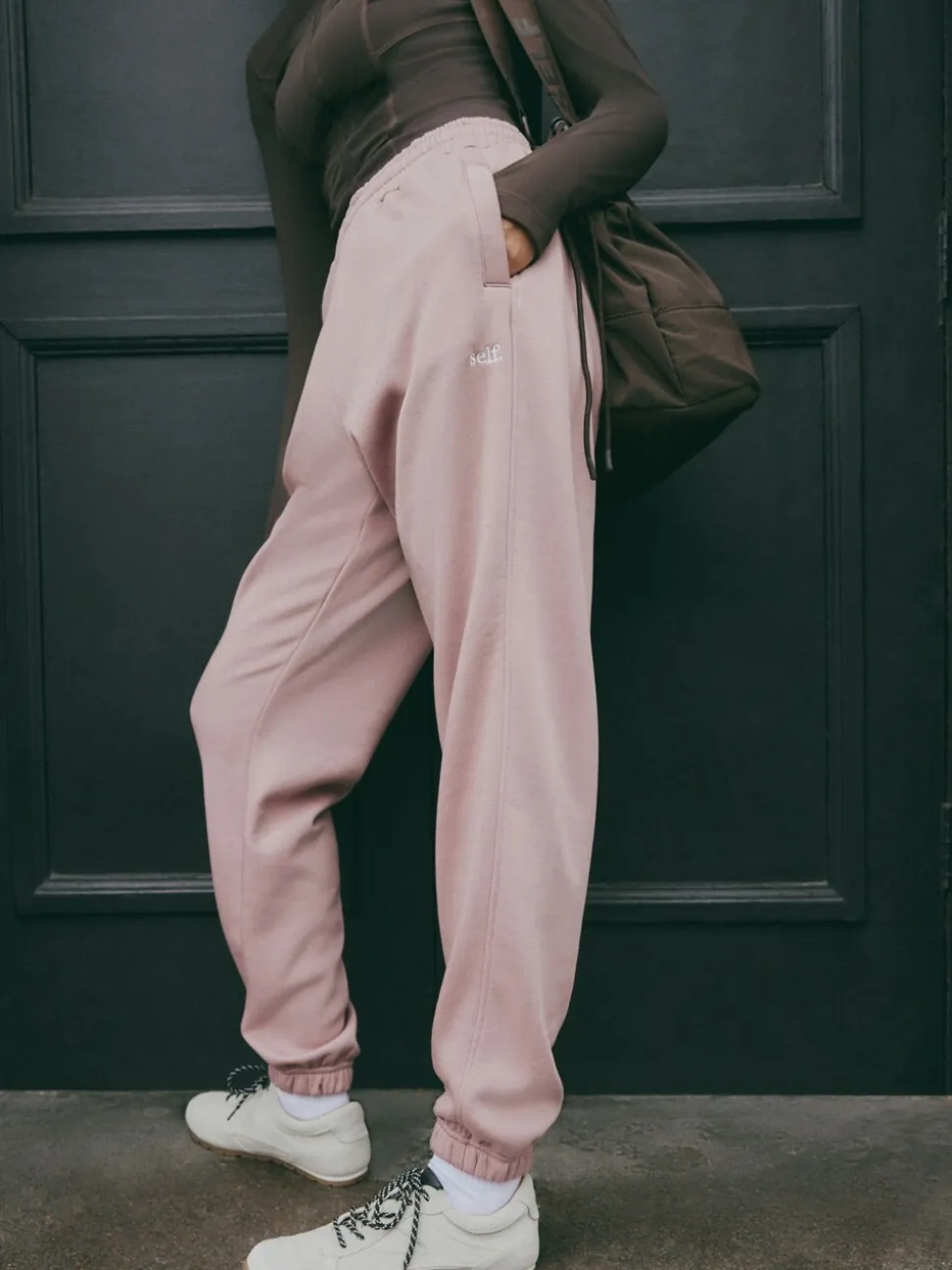 Roze - Joggingbroek met banden