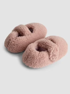 Roze - JoJo Maman Bébé Velvet Bow Ballet Pump Slippers