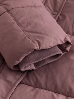 Roze - Lange regenbestendige gewatteerde jas