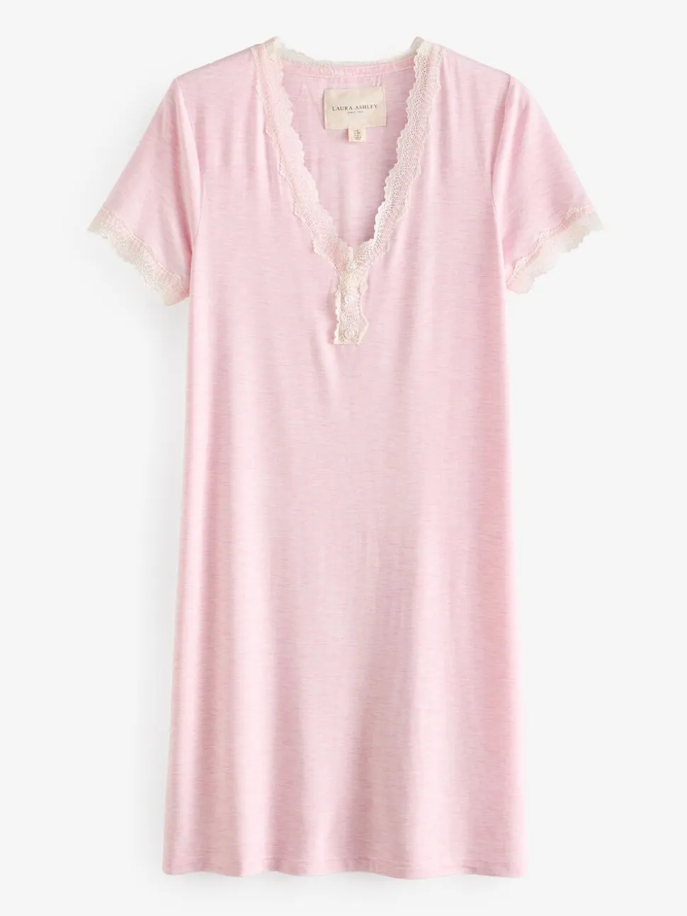 Roze - Laura Ashley nachthemd van Modal met kanten rand