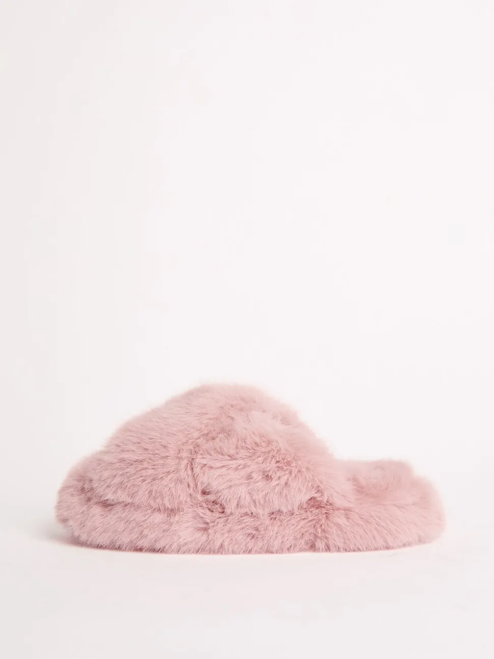 Roze - Lipsy pantoffels van imitatiebont met gekruiste banden