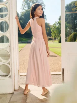 Roze - Lipsy Pleated Halter Maxi Occasion Dress (5-16yrs)