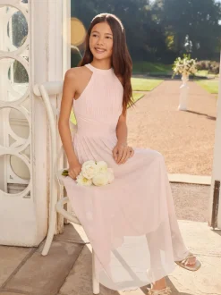 Roze - Lipsy Pleated Halter Maxi Occasion Dress (5-16yrs)