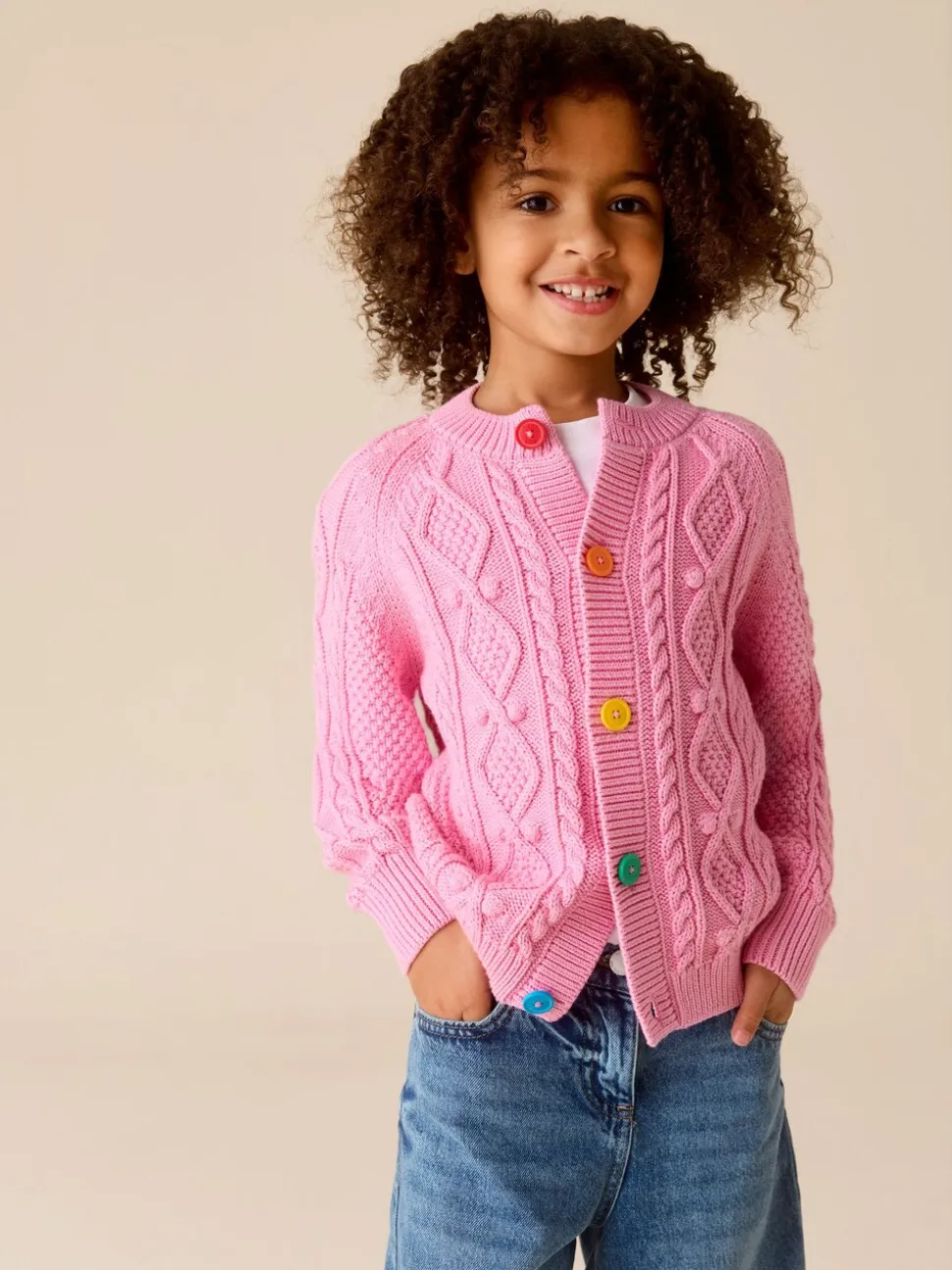 Roze - Little Bird by Jools Oliver gebreid kabelvest van katoen