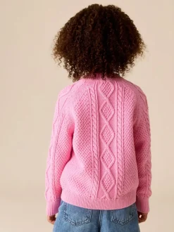 Roze - Little Bird by Jools Oliver gebreid kabelvest van katoen