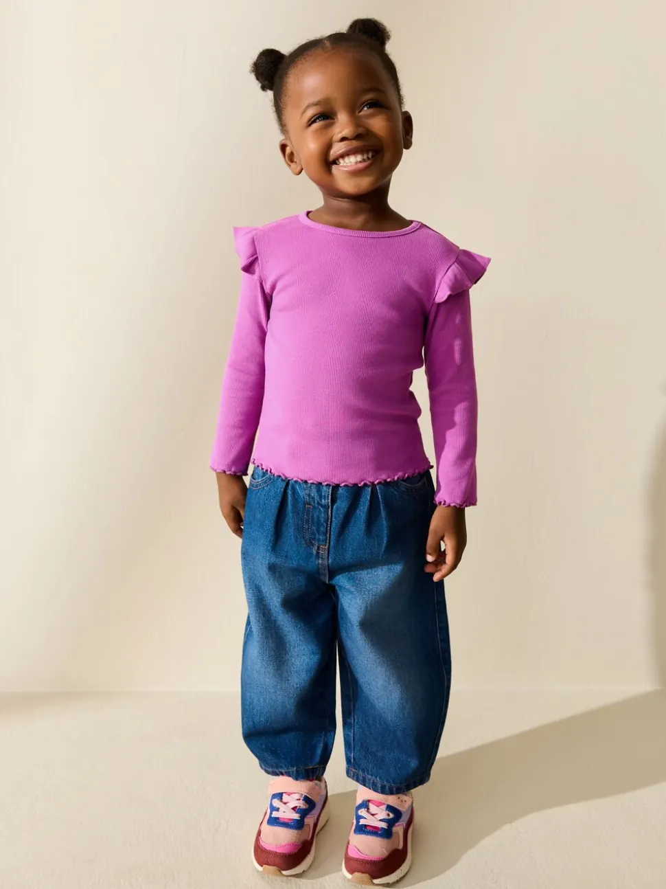 Roze - Long Sleeve Ribbed Frill Top (3mths-7yrs)