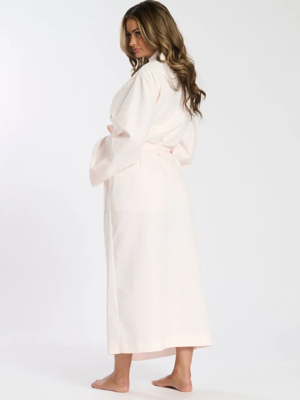 Roze - Loungeable Waffle 100% Cotton Robe
