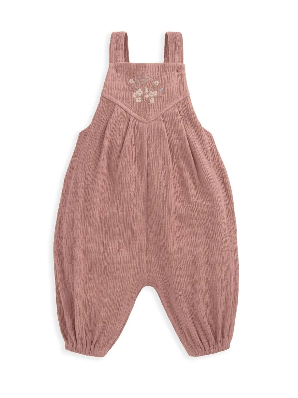Roze - Mamas & Papas roze 100% katoen gekreukte bretelbroek en bodysuit set