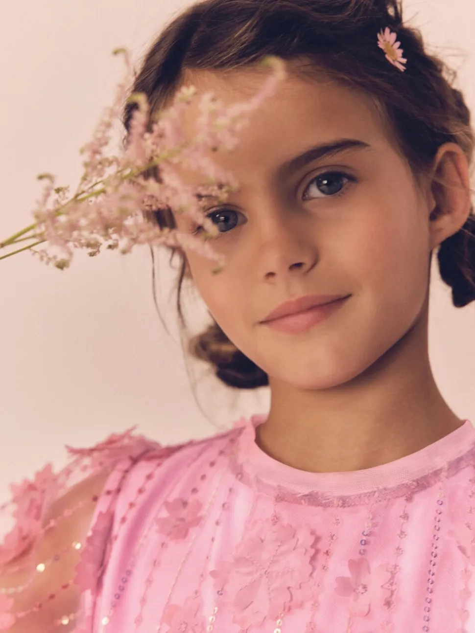 Roze - Mesh bloemen pailletten feestelijke jurkjes (3-16jaar)