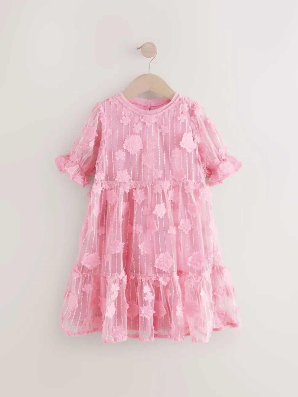 Roze - Mesh bloemen pailletten feestelijke jurkjes (3-16jaar)