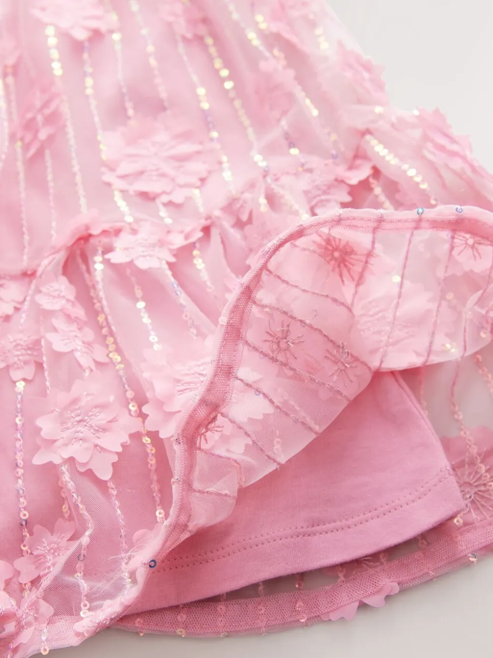 Roze - Mesh bloemen pailletten feestelijke jurkjes (3-16jaar)