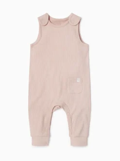 Roze - MORI Ribbed Romper Dungarees
