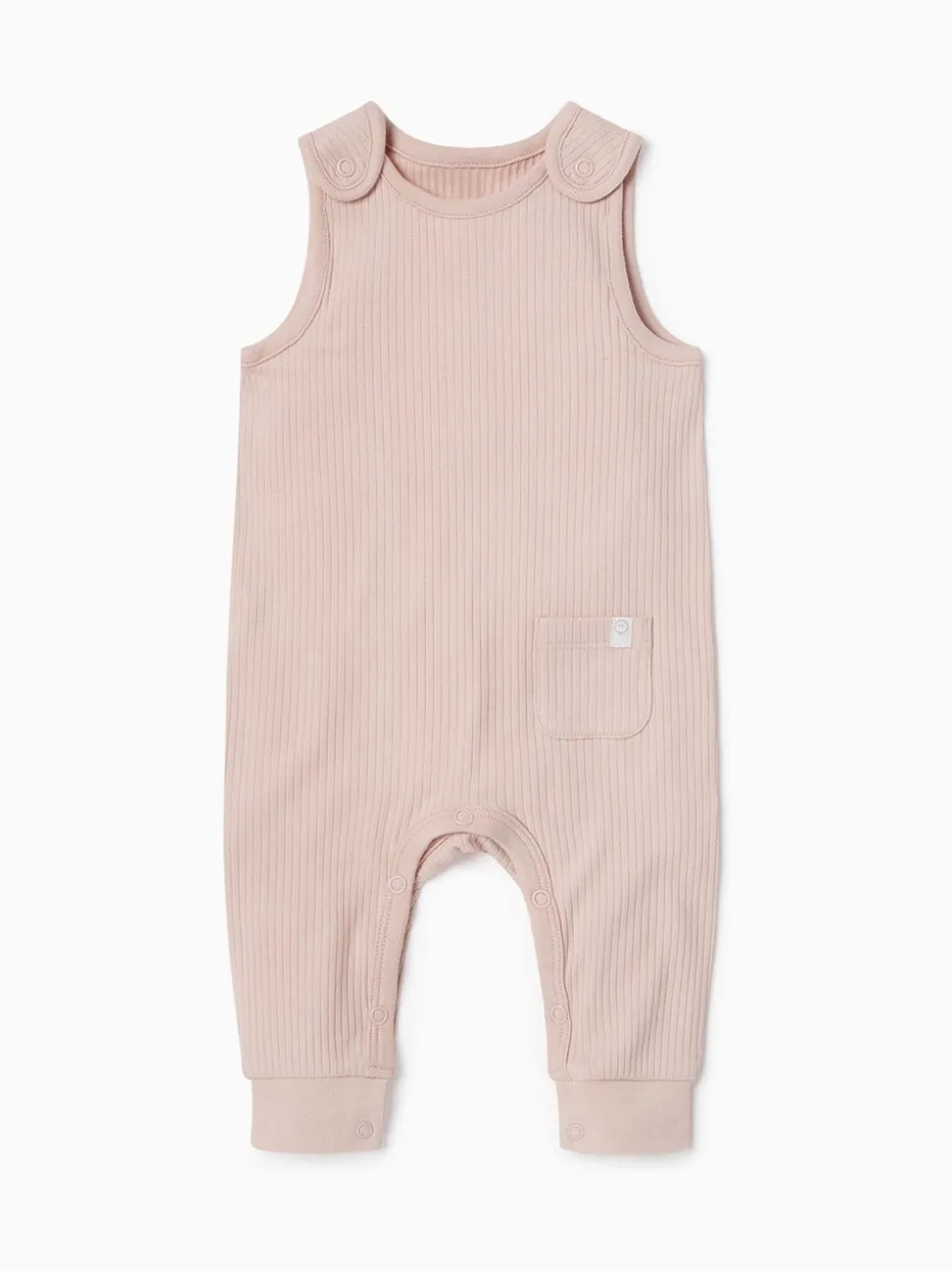 Roze - MORI Ribbed Romper Dungarees