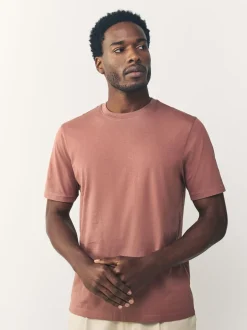 Roze - Normale Pasvorm - Essentieel katoenen T-shirt met ronde hals