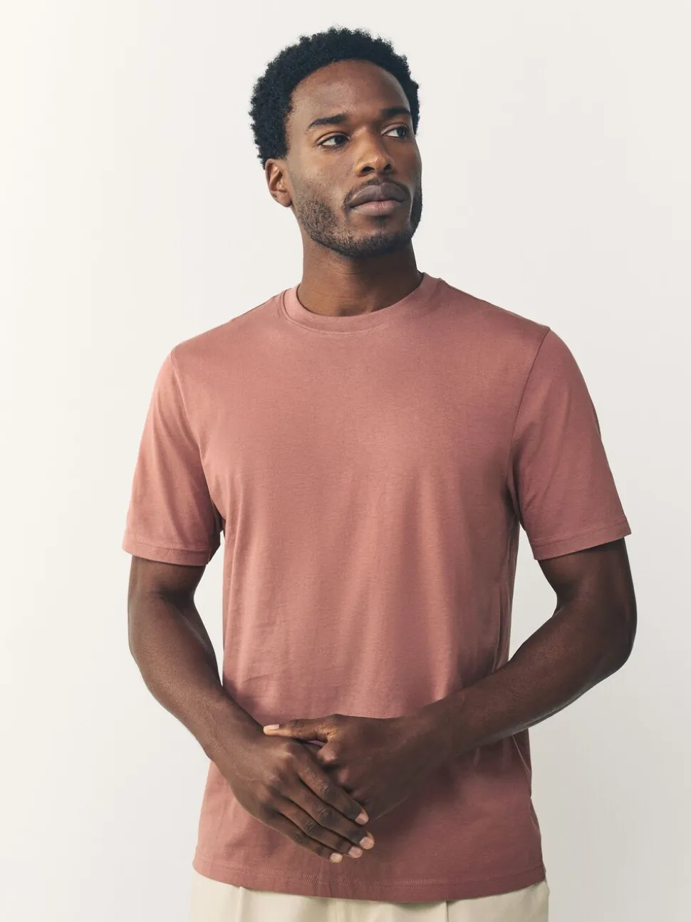 Roze - Normale Pasvorm - Essentieel katoenen T-shirt met ronde hals
