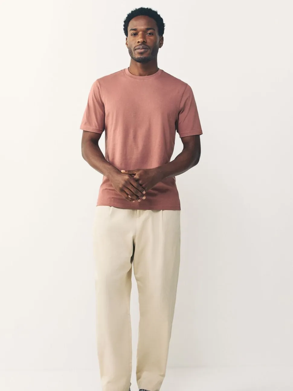 Roze - Normale Pasvorm - Essentieel katoenen T-shirt met ronde hals