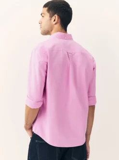 Roze - Normale Pasvorm - Oxford-hemd met lange mouwen