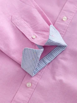 Roze - Normale Pasvorm - Oxford-hemd met lange mouwen