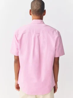 Roze - Normale Pasvorm - Oxford-overhemd met korte mouwen
