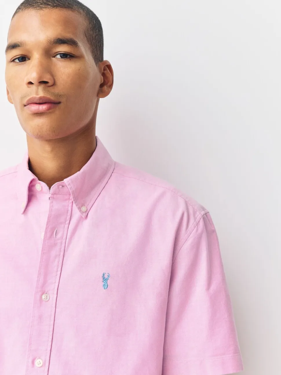 Roze - Normale Pasvorm - Oxford-overhemd met korte mouwen