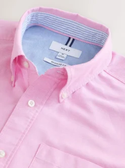 Roze - Normale Pasvorm - Oxford-overhemd met korte mouwen