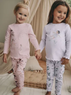 Roze / paarse fee - Verpakking van 2 knusse pyjama's (9 mnd-12 jr)