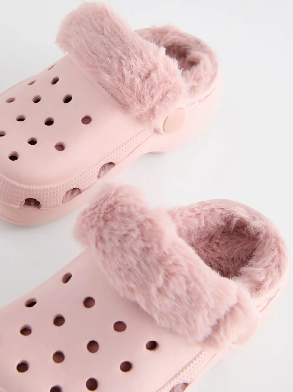 Roze - Pantoffelklompen met voering van imitatiebont