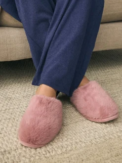 Roze - Pantoffels met imitatiebont