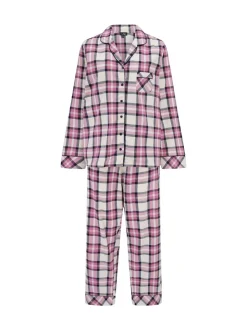 Roze - Pour Moi geschenkset van behaaglijke geborsteld katoenen pyjama met ruit
