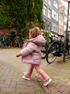 Roze - Regenbestendige gewatteerde jas met fleecevoering en capuchon (3mnd -7jr)