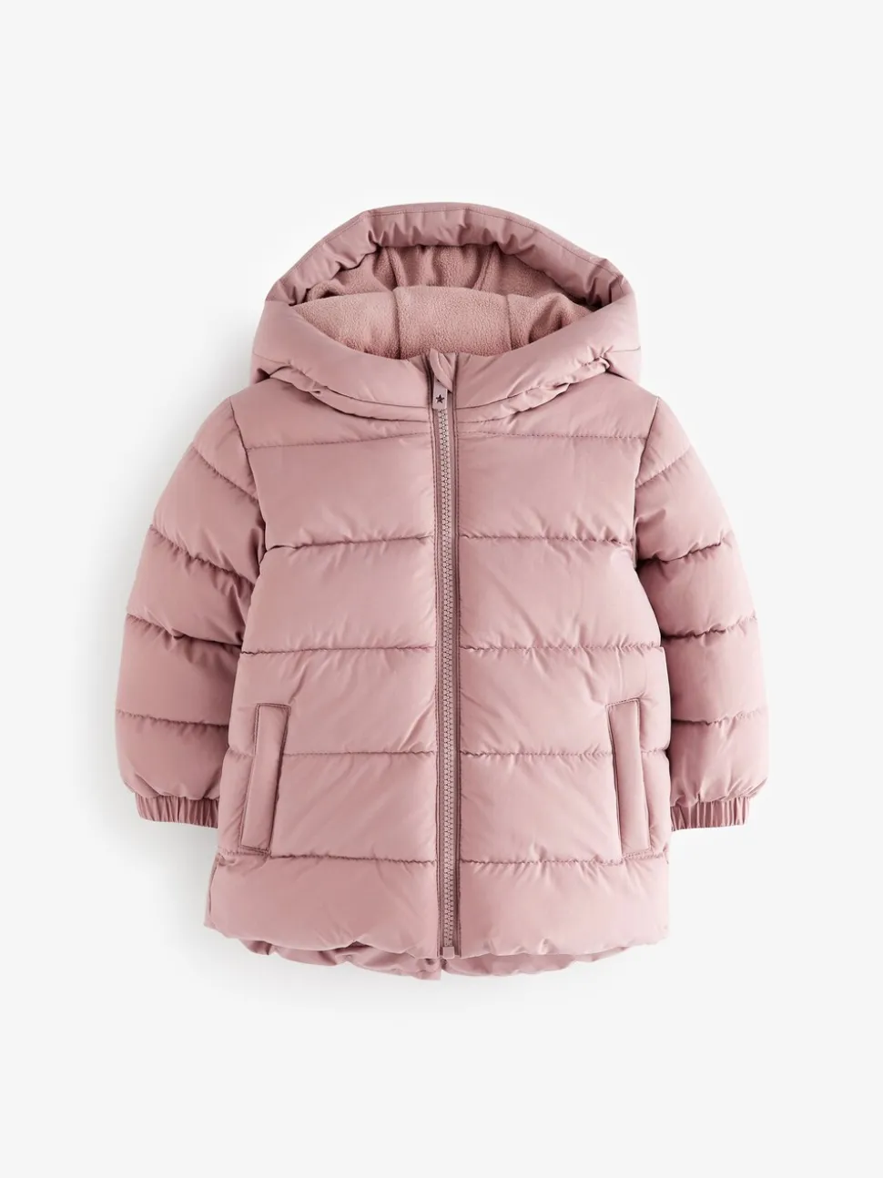 Roze - Regenbestendige gewatteerde jas met fleecevoering en capuchon (3mnd -7jr)