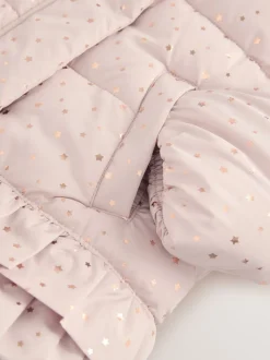 Roze - Regenbestendige gewatteerde jas met rucheszoom (3mnd -7jr)
