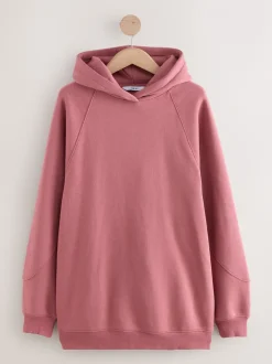 Roze - Relaxte pasvorm zware lange hoodie