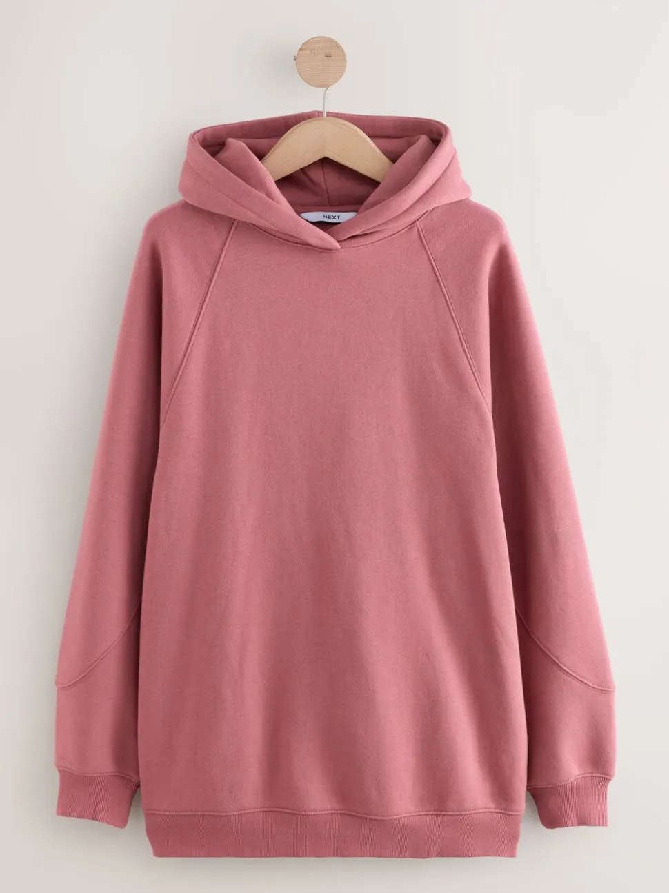 Roze - Relaxte pasvorm zware lange hoodie