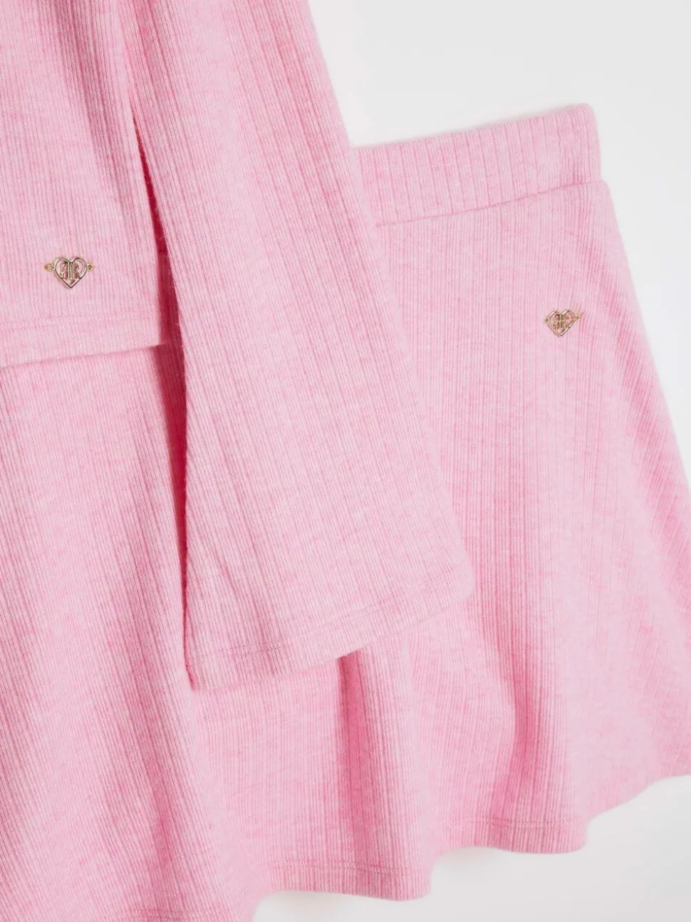Roze - River Island Girls Cosy Long Sleeve Top and Skort Set