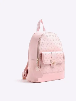 Roze - River Island Heart Lock Pocket Backpack